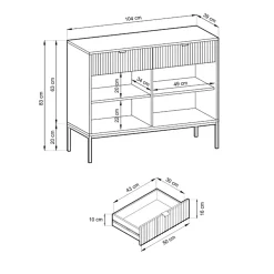 Garnero Arredamenti Credenze Moderne|Madie Moderne-Madia 104x83h cm 2 ante 2 cassetti moderna design Alisa Beige