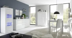 Garnero Arredamenti Credenze Moderne|Madie Moderne-Madia 210x86h cm 2 ante 3 cassetti moderna Eternity Bianco Lucido
