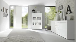 Garnero Arredamenti Credenze Moderne|Madie Moderne-Madia 210x86h cm 2 ante 3 cassetti moderna Eternity Bianco Lucido