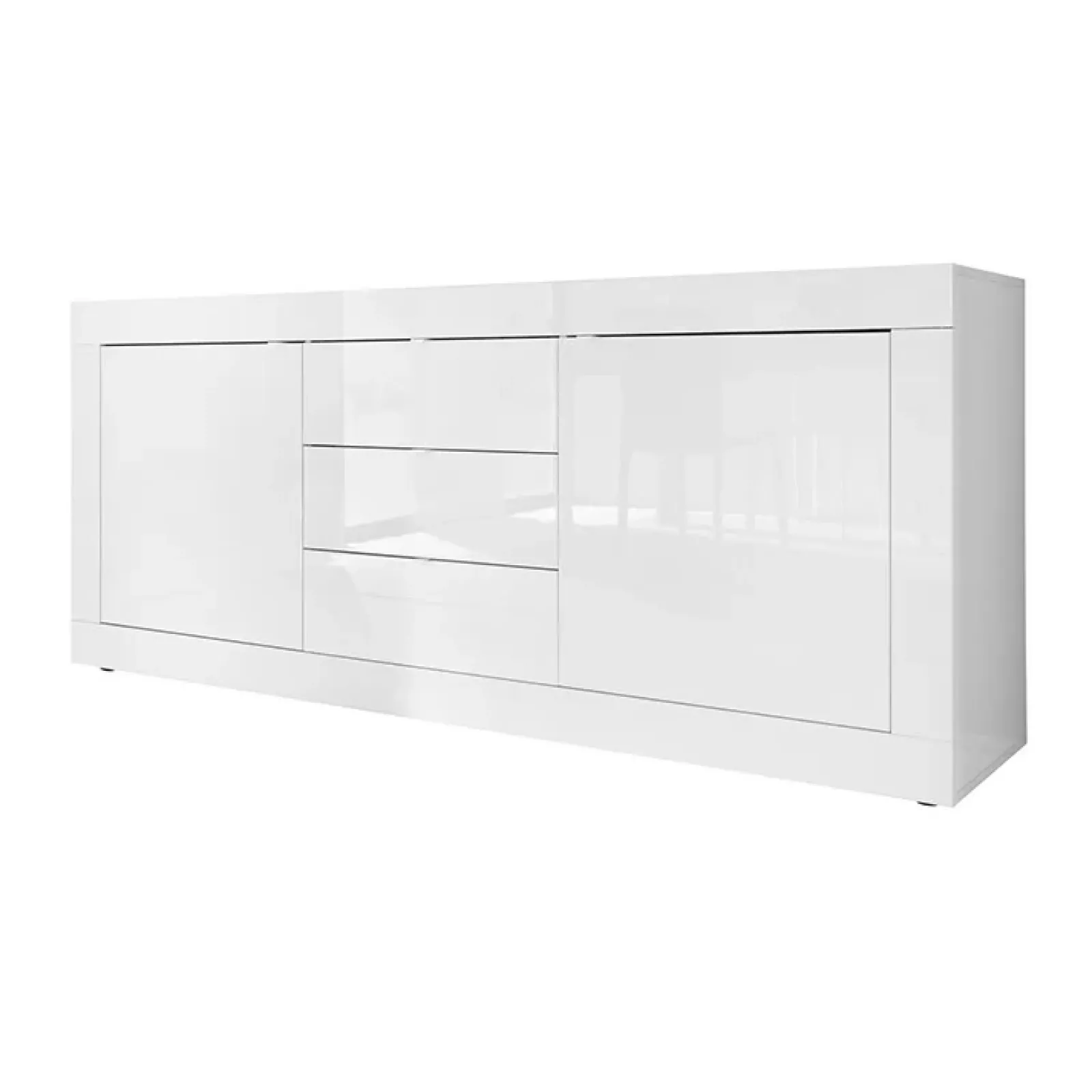 Garnero Arredamenti Credenze Moderne|Madie Moderne-Madia 210x86h cm 2 ante 3 cassetti moderna Eternity Bianco Lucido