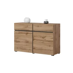 Garnero Arredamenti Credenze Moderne|Madie Moderne-Madia 120x78h cm 2 ante 2 cassetti moderna nero Lolla Rovere