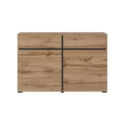 Garnero Arredamenti Credenze Moderne|Madie Moderne-Madia 120x78h cm 2 ante 2 cassetti moderna nero Lolla Rovere