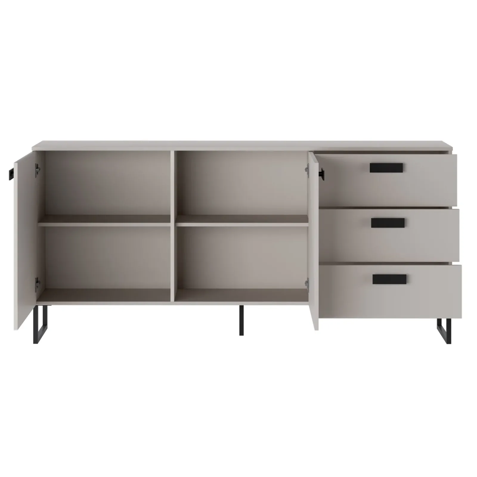 Garnero Arredamenti Madie Moderne|Madie Moderne-Madia 184x87h cm 2 ante 3 cassetti moderna beige cashmere nero Casmira