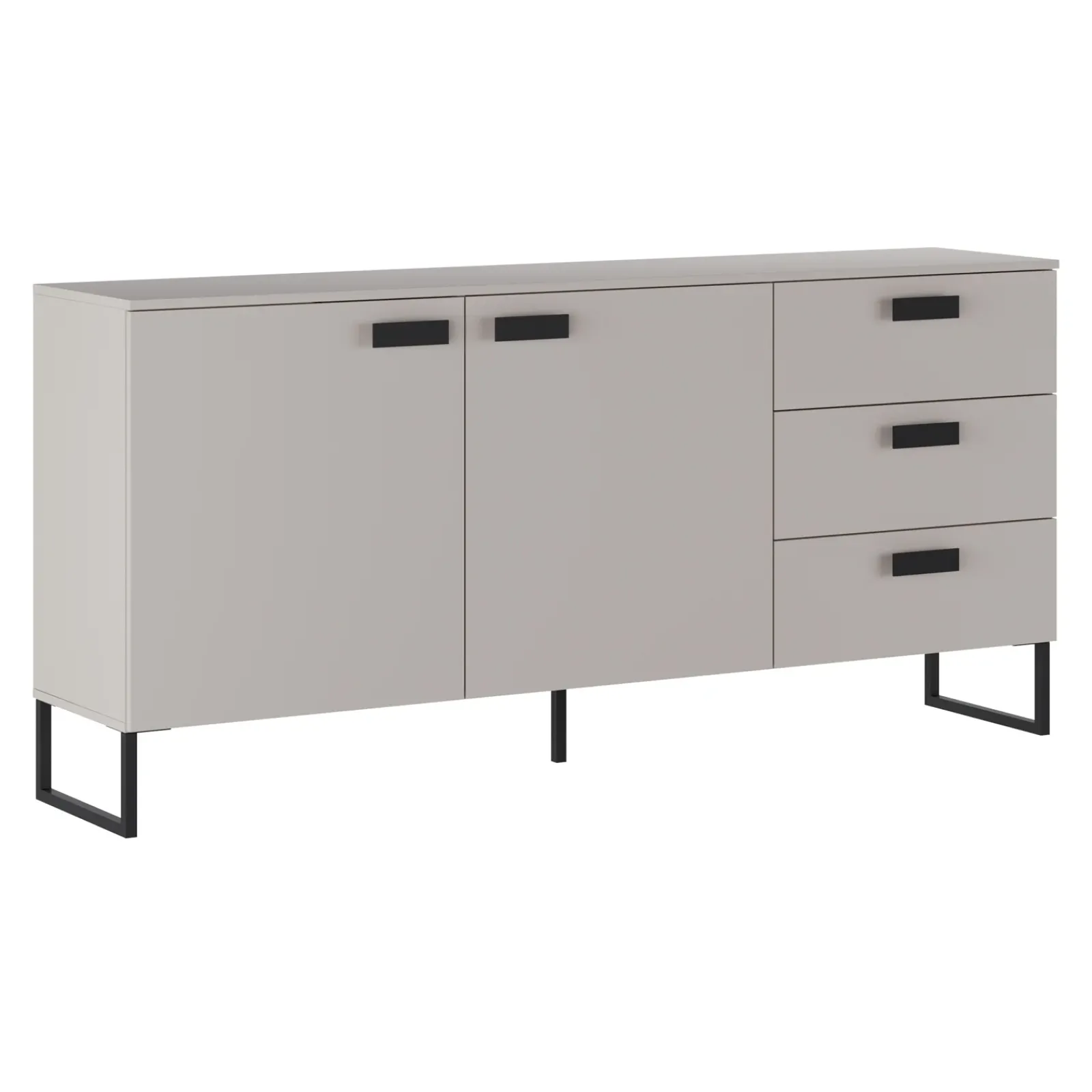 Garnero Arredamenti Madie Moderne|Madie Moderne-Madia 184x87h cm 2 ante 3 cassetti moderna beige cashmere nero Casmira