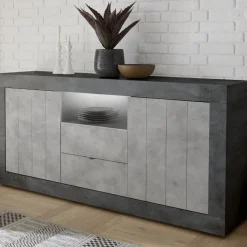 Garnero Arredamenti Credenze Moderne|Madie Moderne-Madia 184x86h cm 2 ante 2 cassetti moderna ossido cemento Florena Ossido - Cemento