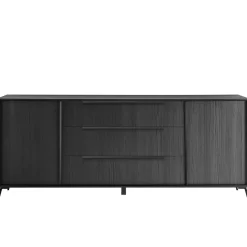 Garnero Arredamenti Madie Moderne|Madie Moderne-Madia 205x84h cm 2 ante 3 cassetti moderna soggiorno Tosca Nero Frassinato