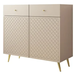 Garnero Arredamenti Credenze Moderne|Madie Moderne-Madia 100x92h cm 2 ante 2 cassetti moderna con frontali decorati beige Simona