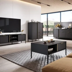 Garnero Arredamenti Madie Moderne|Madie Moderne-Madia 153x81h cm 3 ante 2 cassetti moderna antracite Nebula