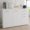 Garnero Arredamenti Credenze Moderne-Madia 106x76h cm 3 ante 2 cassetti moderna bianco Ely