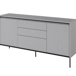 Garnero Arredamenti Madie Moderne|Madie Moderne-Madia 166x83h cm 2 ante 3 cassetti con led cannettato nero Camelia Grigio