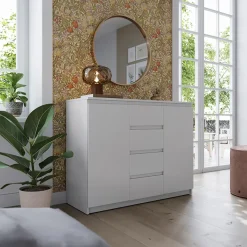 Garnero Arredamenti Madie Moderne|Madie Moderne-Madia 109x85h cm 2 ante 4 cassetti moderna Ombra Bianco Opaco