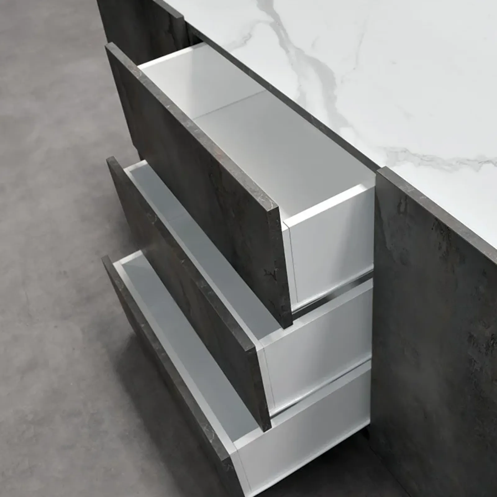 Garnero Arredamenti Credenze Moderne|Madie Moderne-Madia 200x79h cm 2 ante 3 cassetti ossido bianco Blitz