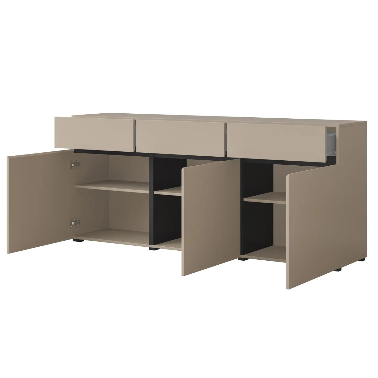 Garnero Arredamenti Credenze Moderne|Madie Moderne-Madia 180x78h cm 3 ante 3 cassetti moderna nero Lolla Tortora