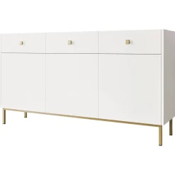 Garnero Arredamenti Madie Moderne|Madie Moderne-Madia 155x85h cm 3 ante 3 cassetti soggiorno Giuggiola Bianco Opaco