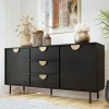 Garnero Arredamenti Madie Moderne|Madie Moderne-Madia 150x78h cm 2 ante 3 cassetti moderna nero oro Oriana