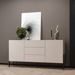 Garnero Arredamenti Credenze Moderne|Madie Moderne-Madia 180x90h cm 2 ante 3 cassetti moderna cashmere Simple Beige