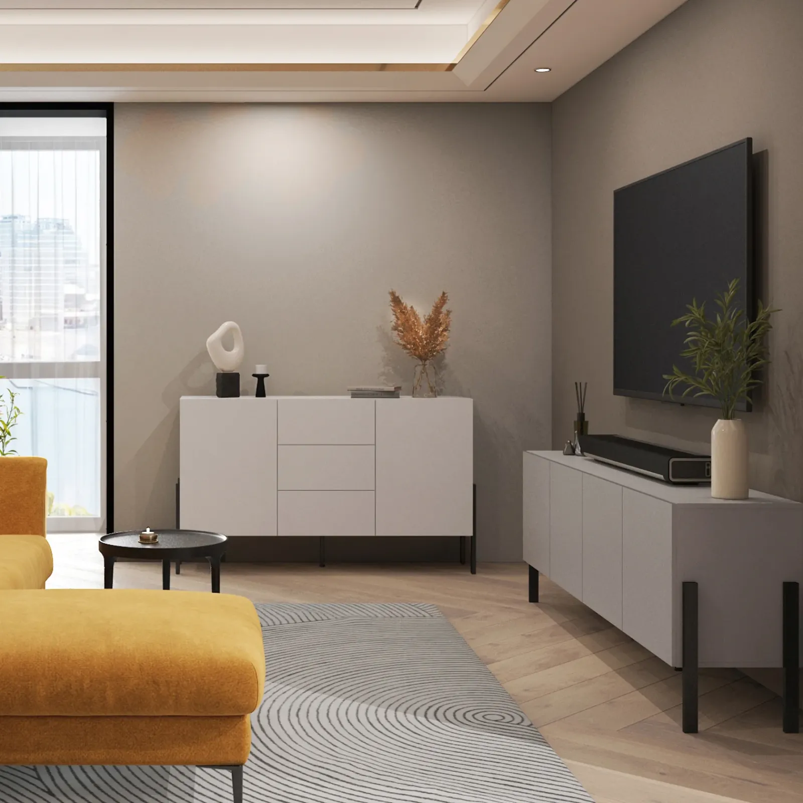 Garnero Arredamenti Credenze Moderne|Madie Moderne-Madia 180x90h cm 2 ante 3 cassetti moderna cashmere Simple Beige