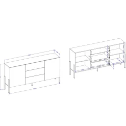 Garnero Arredamenti Credenze Moderne|Madie Moderne-Madia 180x90h cm 2 ante 3 cassetti moderna cashmere Simple Beige