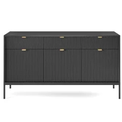 Garnero Arredamenti Credenze Moderne|Madie Moderne-Madia 154x83h cm 3 ante 3 cassetti moderna nero Alisa Nero Opaco