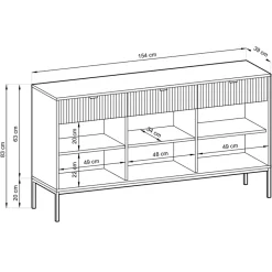 Garnero Arredamenti Credenze Moderne|Madie Moderne-Madia 154x83h cm 3 ante 3 cassetti moderna nero Alisa Nero Opaco