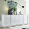 Garnero Arredamenti Credenze Moderne|Madie Moderne-Madia 210x79h cm 4 ante 3 cassetti moderna bianco lucido Spirit
