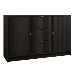 Garnero Arredamenti Madie Moderne|Madie Moderne-Madia 118x75h cm 2 ante 3 cassetti cannettato nero Athena Nero Opaco