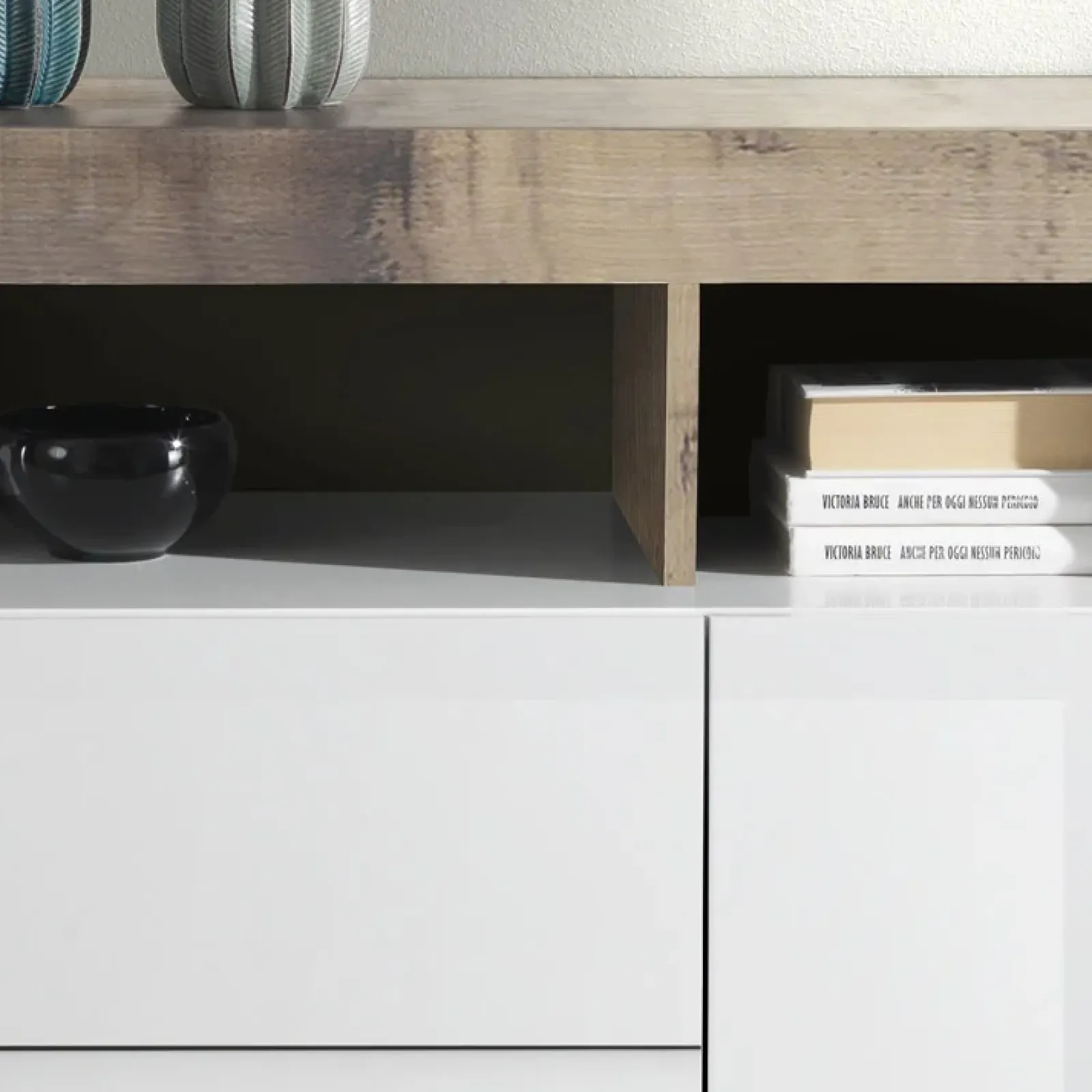 Garnero Arredamenti Credenze Moderne|Madie Moderne-Madia 146x93h cm 2 ante 3 cassetti moderna bianco lucido pero Invictus