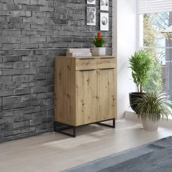 Garnero Arredamenti Credenze Moderne|Madie Moderne-Madia 78x99h cm 2 ante 2 cassetti moderna rovere Rustic