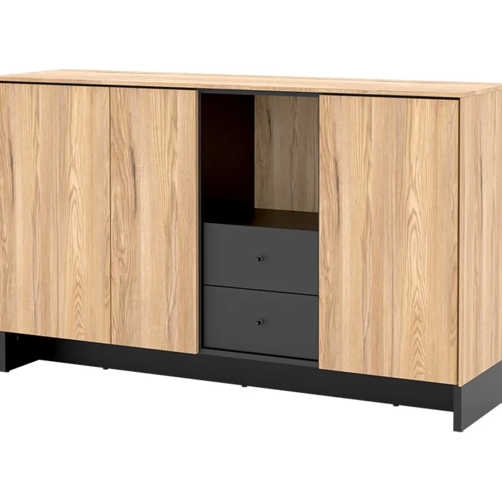 Garnero Arredamenti Madie Moderne|Madie Moderne-Madia 150x91h cm 2 ante 1 cassetto 1 vano giorno rovere nero Alabaster