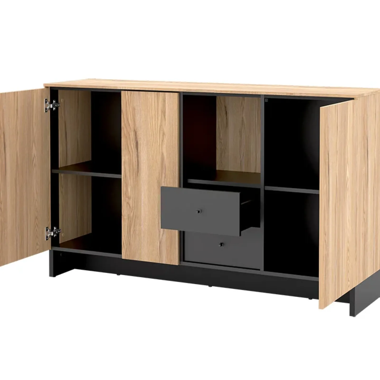 Garnero Arredamenti Madie Moderne|Madie Moderne-Madia 150x91h cm 2 ante 1 cassetto 1 vano giorno rovere nero Alabaster