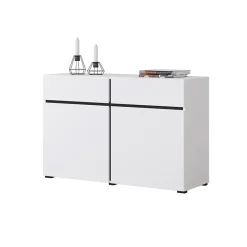 Garnero Arredamenti Credenze Moderne|Madie Moderne-Madia 120x78h cm 2 ante 2 cassetti moderna nero Lolla Bianco Opaco