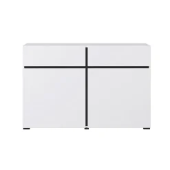 Garnero Arredamenti Credenze Moderne|Madie Moderne-Madia 120x78h cm 2 ante 2 cassetti moderna nero Lolla Bianco Opaco