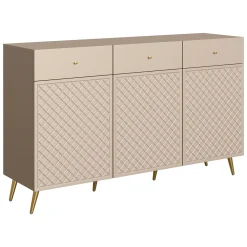 Garnero Arredamenti Credenze Moderne|Madie Moderne-Madia 150x92h cm 3 ante 3 cassetti moderna con frontali decorati beige Simona