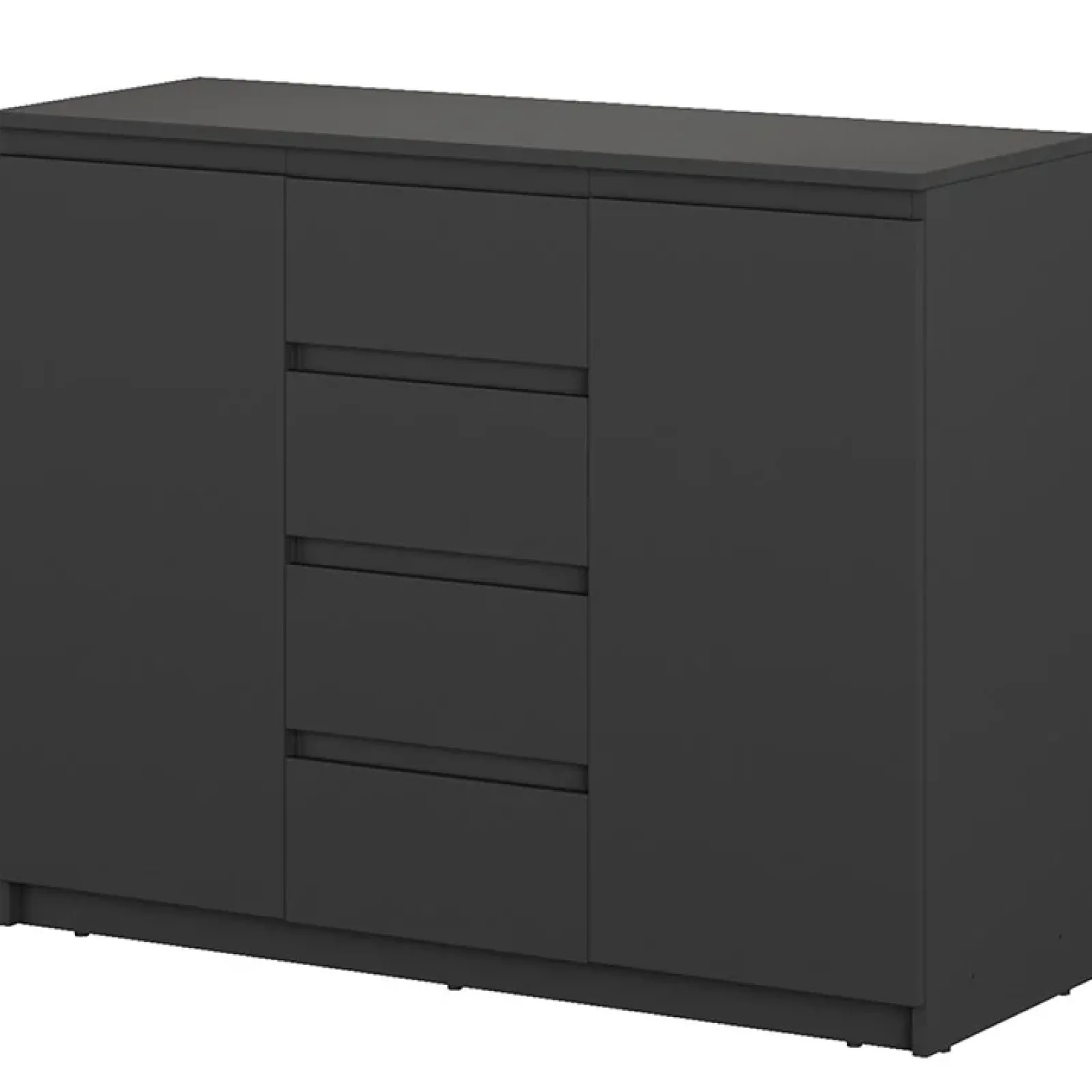 Garnero Arredamenti Madie Moderne|Madie Moderne-Madia 109x85h cm 2 ante 4 cassetti moderna nero Ombra Nero Opaco