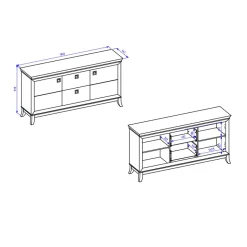 Garnero Arredamenti Credenze Moderne|Madie Moderne-Madia 180x92h cm 2 ante 2 cassetti moderna bianco lucido rovere scuro Umag Bianco Lucido - Wengè