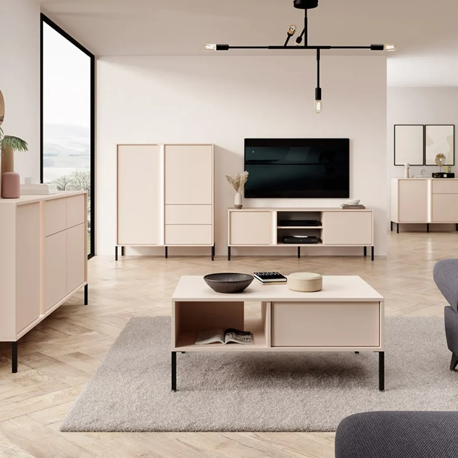 Garnero Arredamenti Madie Moderne|Madie Moderne-Madia 103x82h cm 2 ante 1 cassetto moderna beige Melly