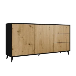 Garnero Arredamenti Credenze Moderne|Madie Moderne-Madia 179x90h cm 2 ante 3 cassetti rovere nero Hans