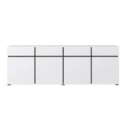 Garnero Arredamenti Credenze Moderne|Madie Moderne-Madia 225x78h cm 4 ante 4 cassetti moderna nero Lolla Bianco Opaco