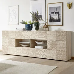 Garnero Arredamenti Credenze Moderne|Madie Moderne-Madia 241x84h cm 2 ante 4 cassetti moderna samoa Paradise Rovere