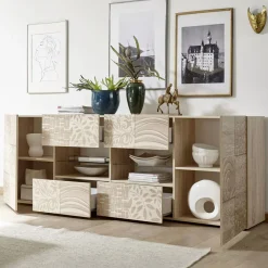 Garnero Arredamenti Credenze Moderne|Madie Moderne-Madia 241x84h cm 2 ante 4 cassetti moderna samoa Paradise Rovere