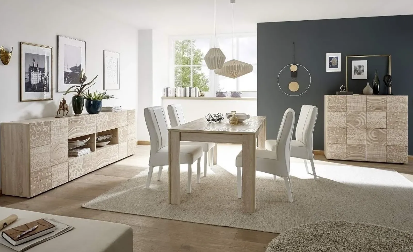 Garnero Arredamenti Credenze Moderne|Madie Moderne-Madia 241x84h cm 2 ante 4 cassetti moderna samoa Paradise Rovere