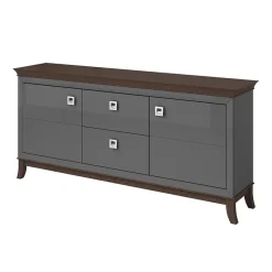 Garnero Arredamenti Credenze Moderne|Madie Moderne-Madia 180x92h cm 2 ante 2 cassetti  design moderno antracite lucido rovere scuro Umag Antracite - Wengè