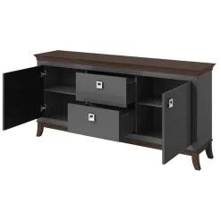 Garnero Arredamenti Credenze Moderne|Madie Moderne-Madia 180x92h cm 2 ante 2 cassetti  design moderno antracite lucido rovere scuro Umag Antracite - Wengè