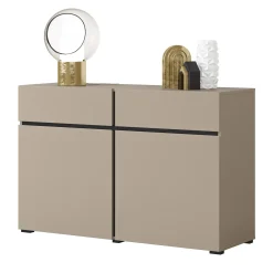 Garnero Arredamenti Credenze Moderne|Madie Moderne-Madia 120x78h cm 2 ante 2 cassetti moderna nero Lolla Tortora