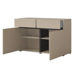Garnero Arredamenti Credenze Moderne|Madie Moderne-Madia 120x78h cm 2 ante 2 cassetti moderna nero Lolla Tortora