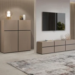 Garnero Arredamenti Credenze Moderne|Madie Moderne-Madia 120x78h cm 2 ante 2 cassetti moderna nero Lolla Tortora