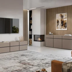 Garnero Arredamenti Credenze Moderne|Madie Moderne-Madia 120x78h cm 2 ante 2 cassetti moderna nero Lolla Tortora