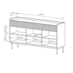 Garnero Arredamenti Madie Moderne|Madie Moderne-Madia 153x82h cm 3 ante 3 cassetti  beige cannettato rovere Fioca