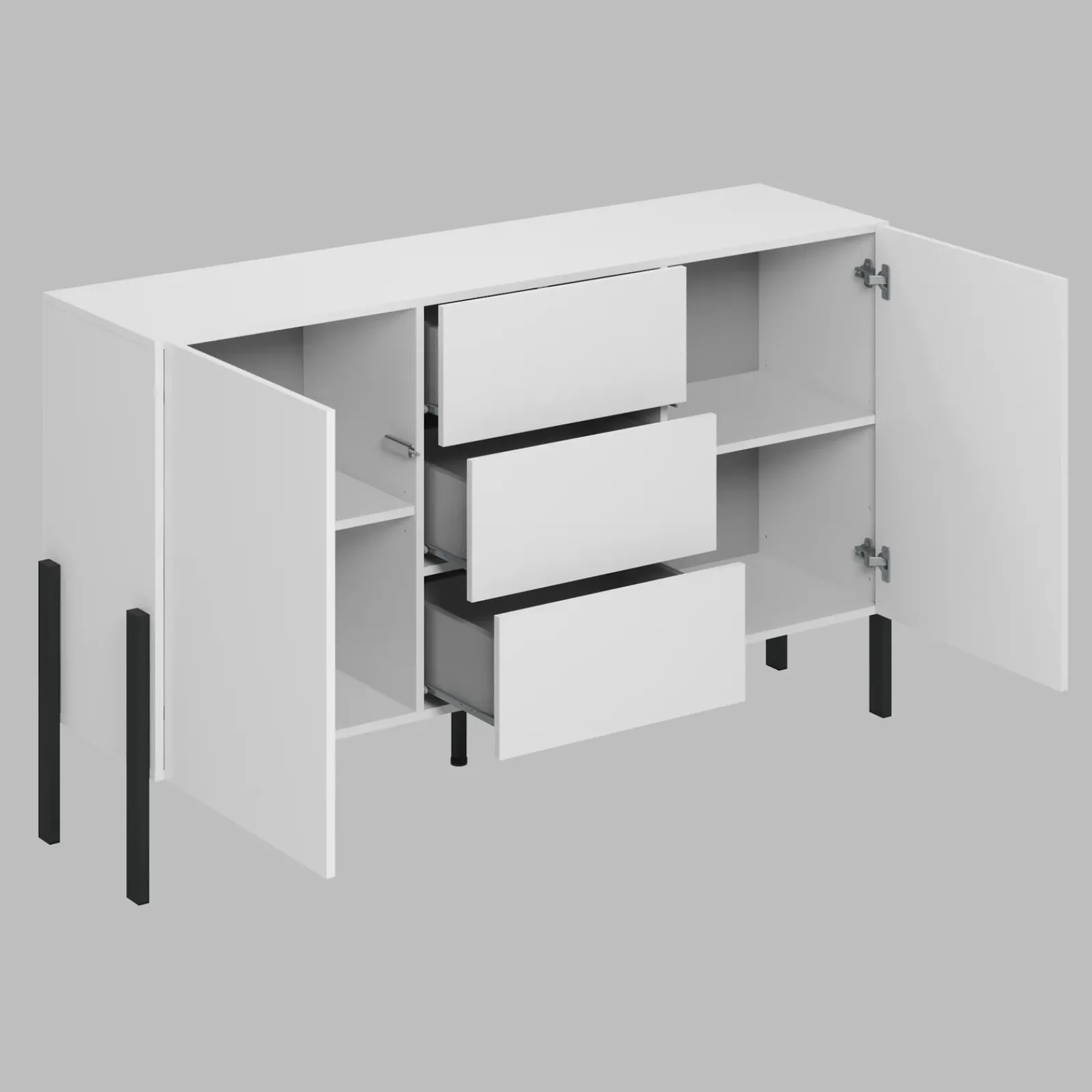 Garnero Arredamenti Credenze Moderne|Madie Moderne-Madia 150x90h cm 2 ante 3 cassetti moderna bianco Simple Bianco Opaco