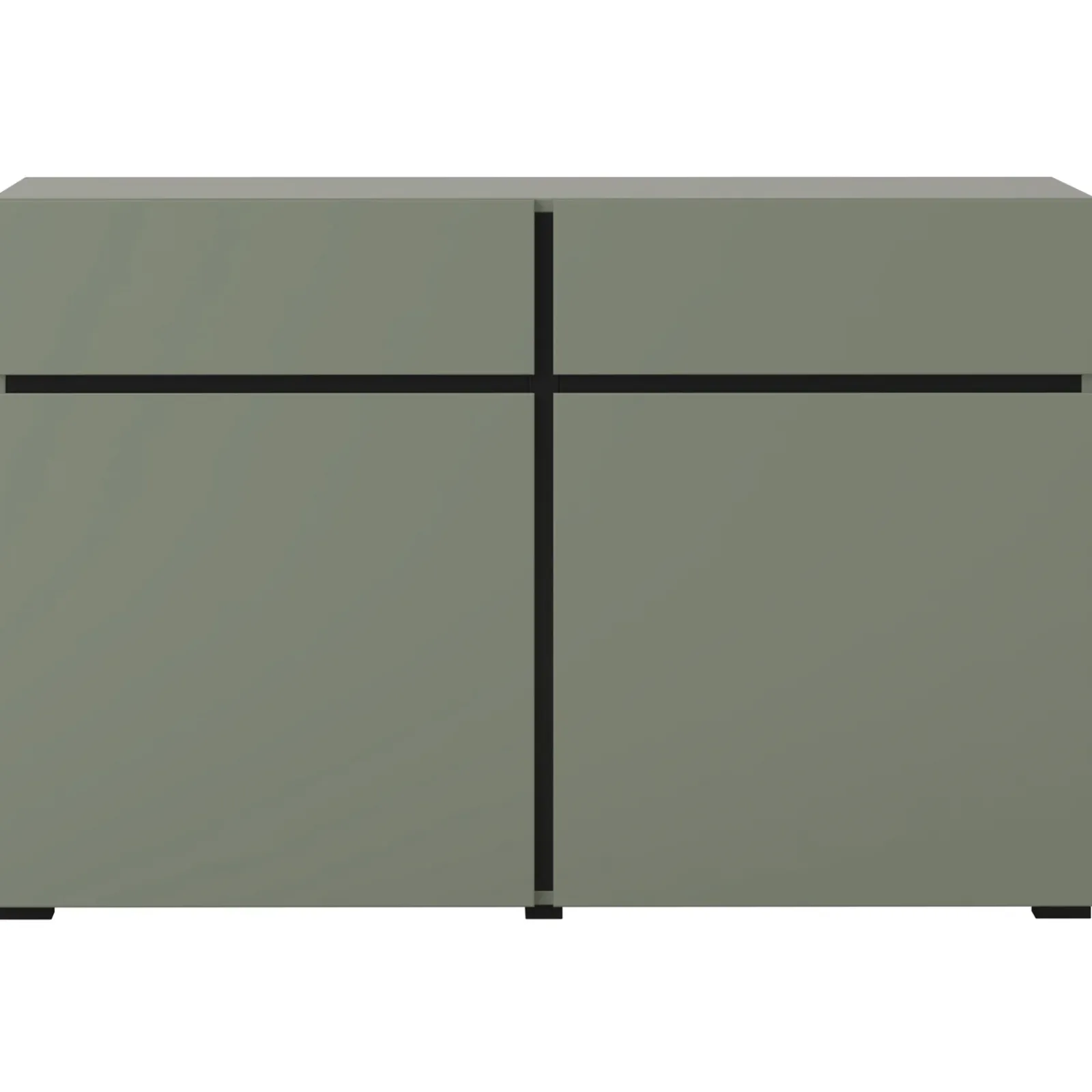 Garnero Arredamenti Credenze Moderne|Madie Moderne-Madia 120x78h cm 2 ante 2 cassetti moderna verde nero Lolla Verde Salvia